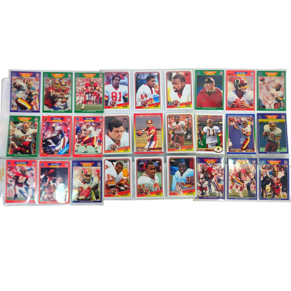 24 Washington Redskins Football‎ Card Lot 1988-1990 Topps Pro Set Score Art Monk